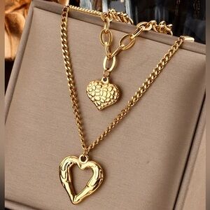 Heart Charm Double Layered Necklace